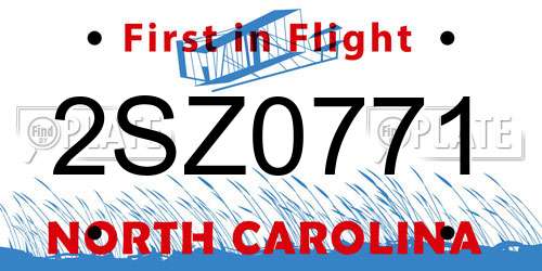 2SZ0771 North Carolina License Plate