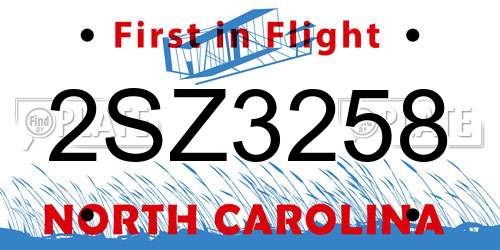 2SZ3258 North Carolina License Plate