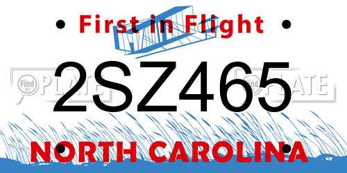 2SZ465 North Carolina License Plate