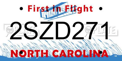 2SZD271 North Carolina License Plate