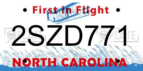 2SZD771 North Carolina License Plate