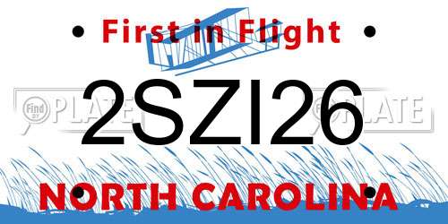 2SZI26 North Carolina License Plate