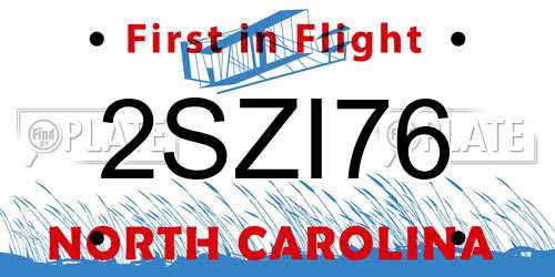 2SZI76 North Carolina License Plate