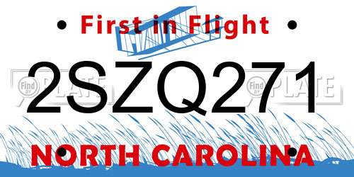 2SZQ271 North Carolina License Plate