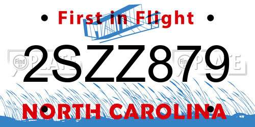 2SZZ879 North Carolina License Plate