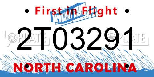 2T03291 North Carolina License Plate