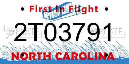 2T03791 North Carolina License Plate