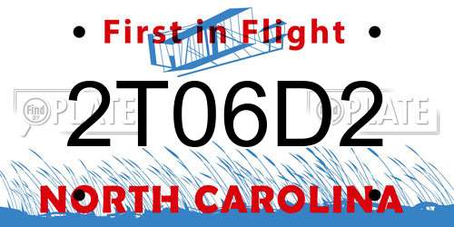 2T06D2 North Carolina License Plate
