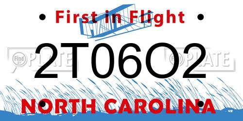 2T06O2 North Carolina License Plate