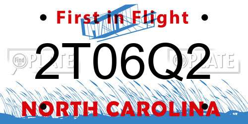 2T06Q2 North Carolina License Plate