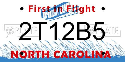 2T12B5 North Carolina License Plate