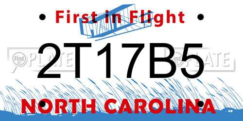2T17B5 North Carolina License Plate
