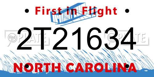 2T21634 North Carolina License Plate