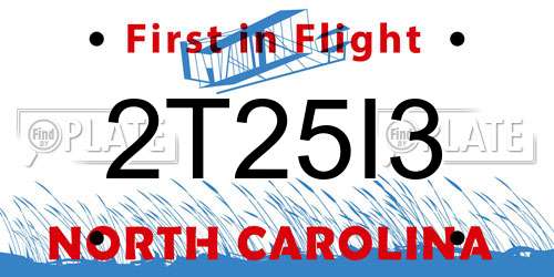 2T25I3 North Carolina License Plate
