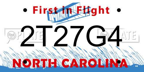 2T27G4 North Carolina License Plate