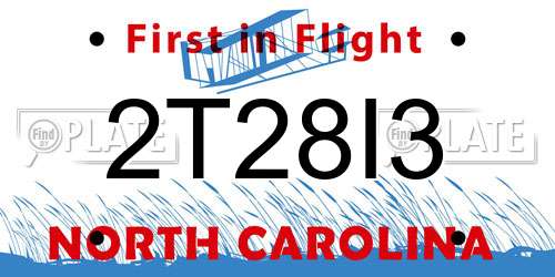 2T28I3 North Carolina License Plate
