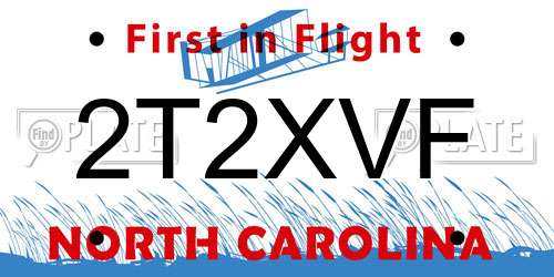2T2XVF North Carolina License Plate