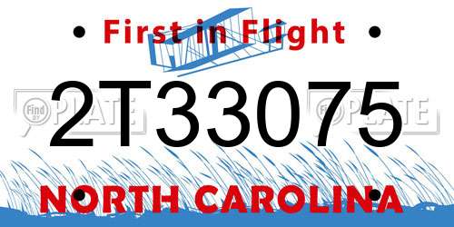 2T33075 North Carolina License Plate