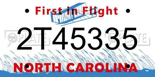2T45335 North Carolina License Plate
