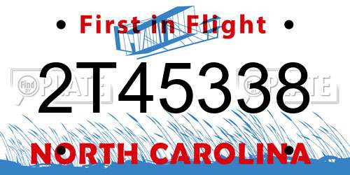 2T45338 North Carolina License Plate