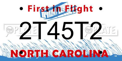 2T45T2 North Carolina License Plate