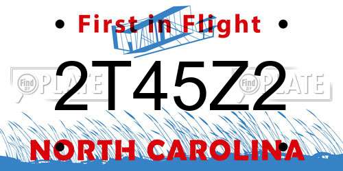 2T45Z2 North Carolina License Plate