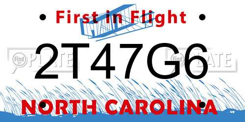 2T47G6 North Carolina License Plate