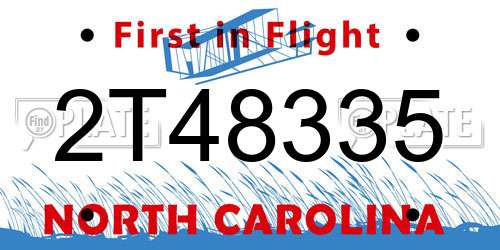 2T48335 North Carolina License Plate