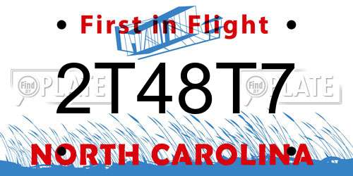 2T48T7 North Carolina License Plate