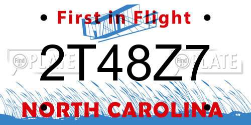 2T48Z7 North Carolina License Plate
