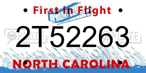 2T52263 North Carolina License Plate