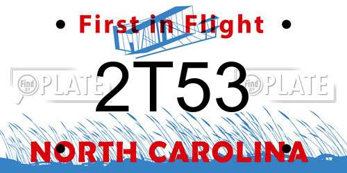 2T53 North Carolina License Plate