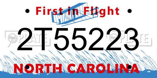 2T55223 North Carolina License Plate