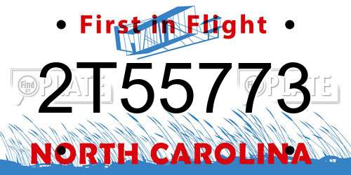 2T55773 North Carolina License Plate
