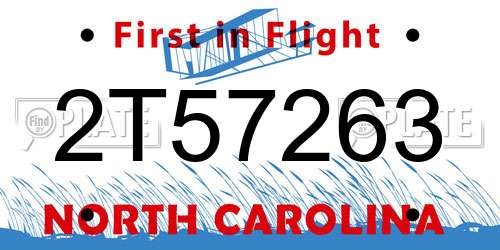 2T57263 North Carolina License Plate