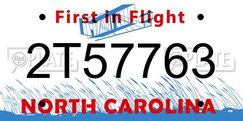 2T57763 North Carolina License Plate