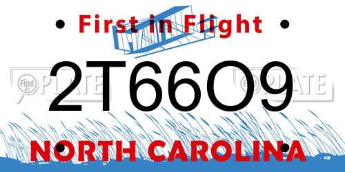 2T66O9 North Carolina License Plate