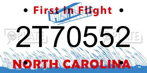 2T70552 North Carolina License Plate