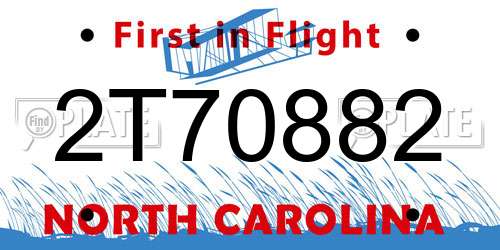 2T70882 North Carolina License Plate