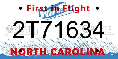 2T71634 North Carolina License Plate