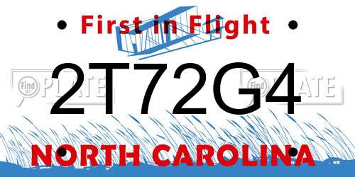 2T72G4 North Carolina License Plate
