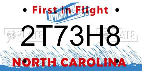 2T73H8 North Carolina License Plate