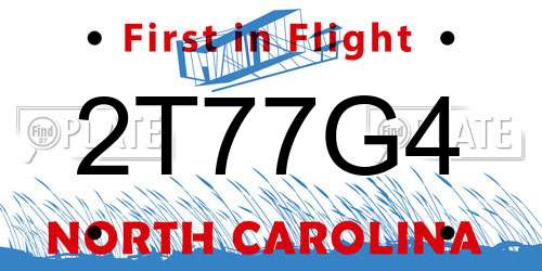 2T77G4 North Carolina License Plate