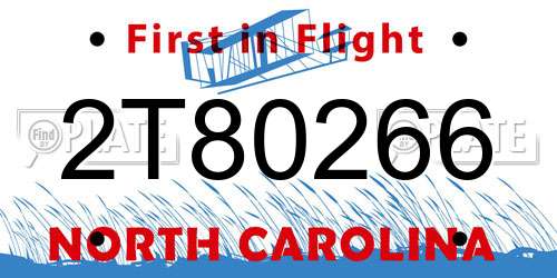 2T80266 North Carolina License Plate