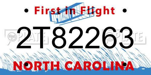2T82263 North Carolina License Plate
