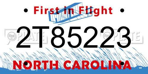 2T85223 North Carolina License Plate