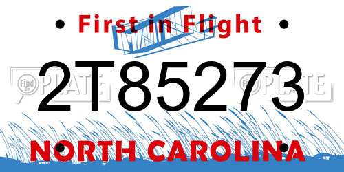 2T85273 North Carolina License Plate