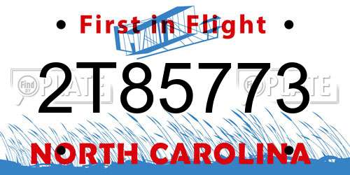 2T85773 North Carolina License Plate