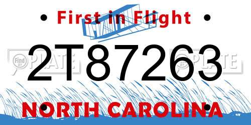 2T87263 North Carolina License Plate