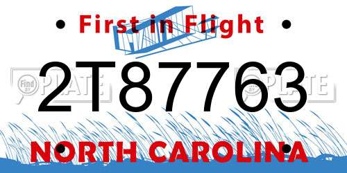 2T87763 North Carolina License Plate